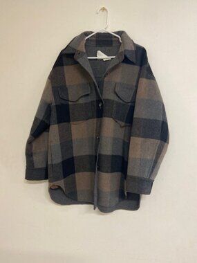 OAK & FORT Thick Wool Blend Long Sleeve Button Down Jacket XL